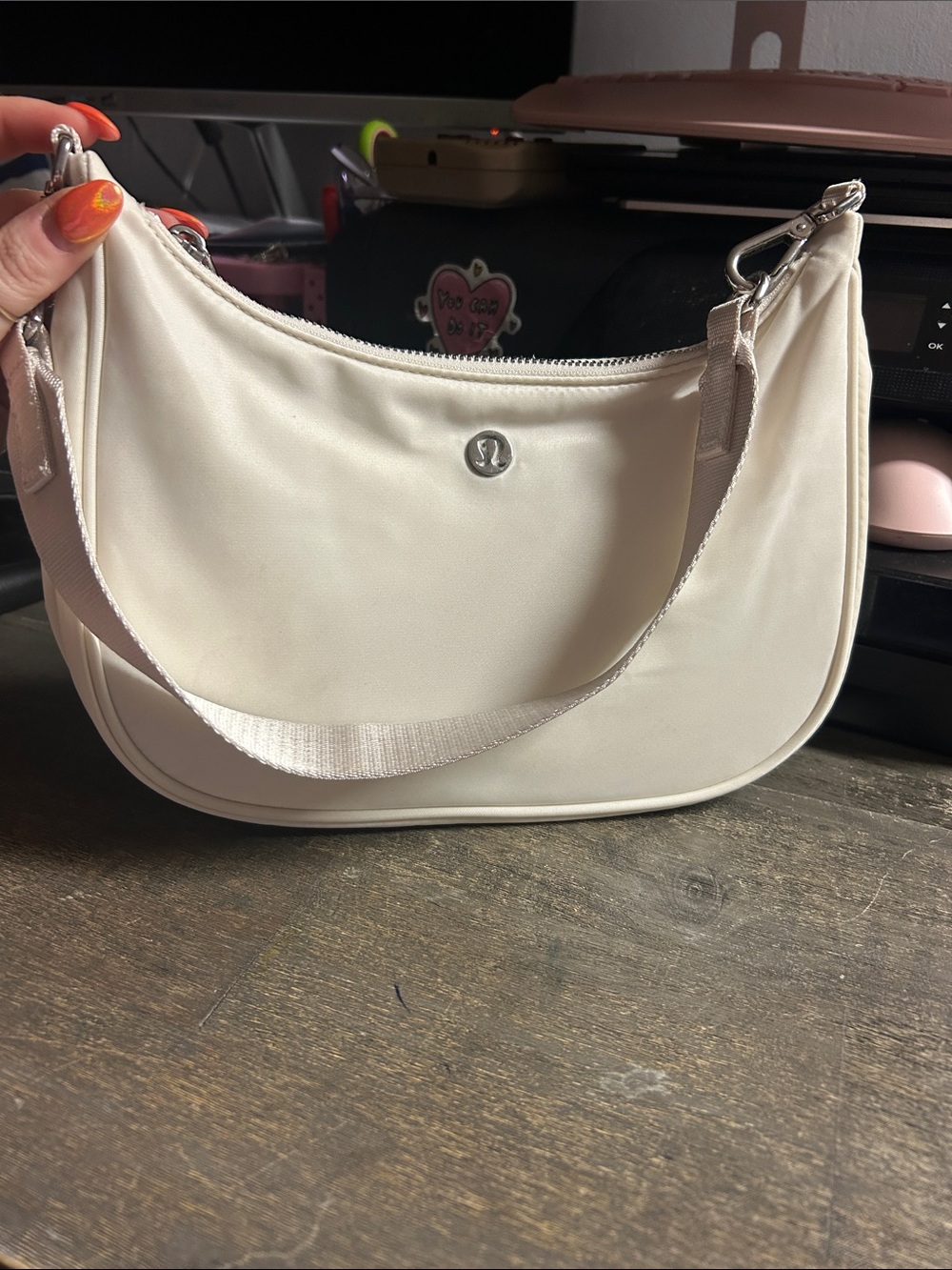 Lululemon City Essentials Small Shoulder Bag 3L in an off-white/ bone color